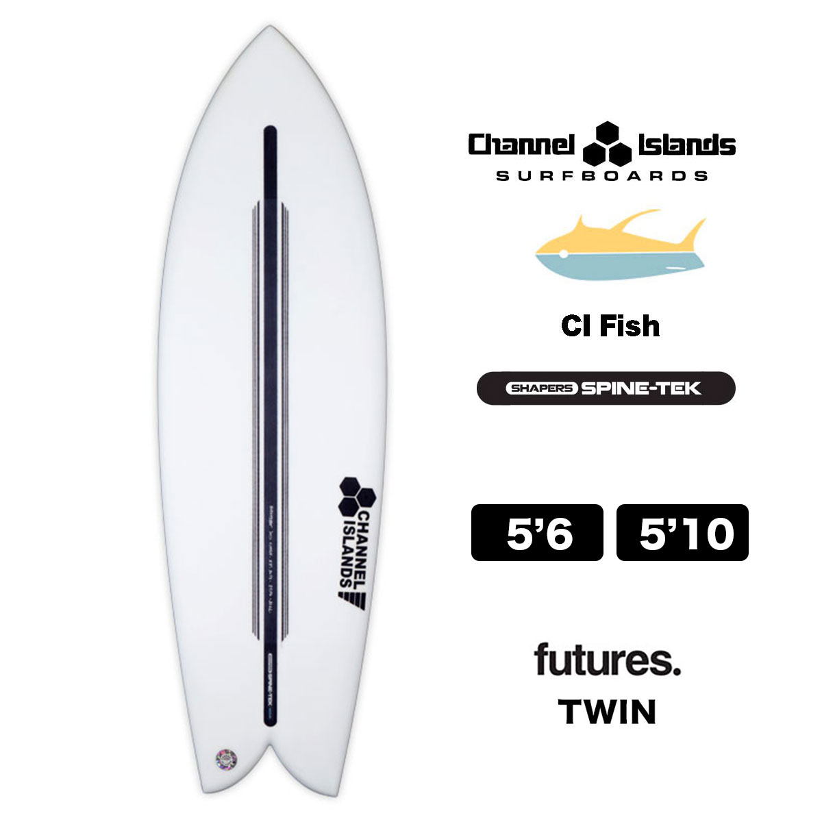 【10%OFF】チャンネルアイランド シーアイフィッシュ Channel Islands CI FISH SPINE-TEK 5.6 / 5.10  スパインテック 5'6 / 5'10 サーフボード サーフィン futures ツインTWIN-ジャックオーシャンスポーツ