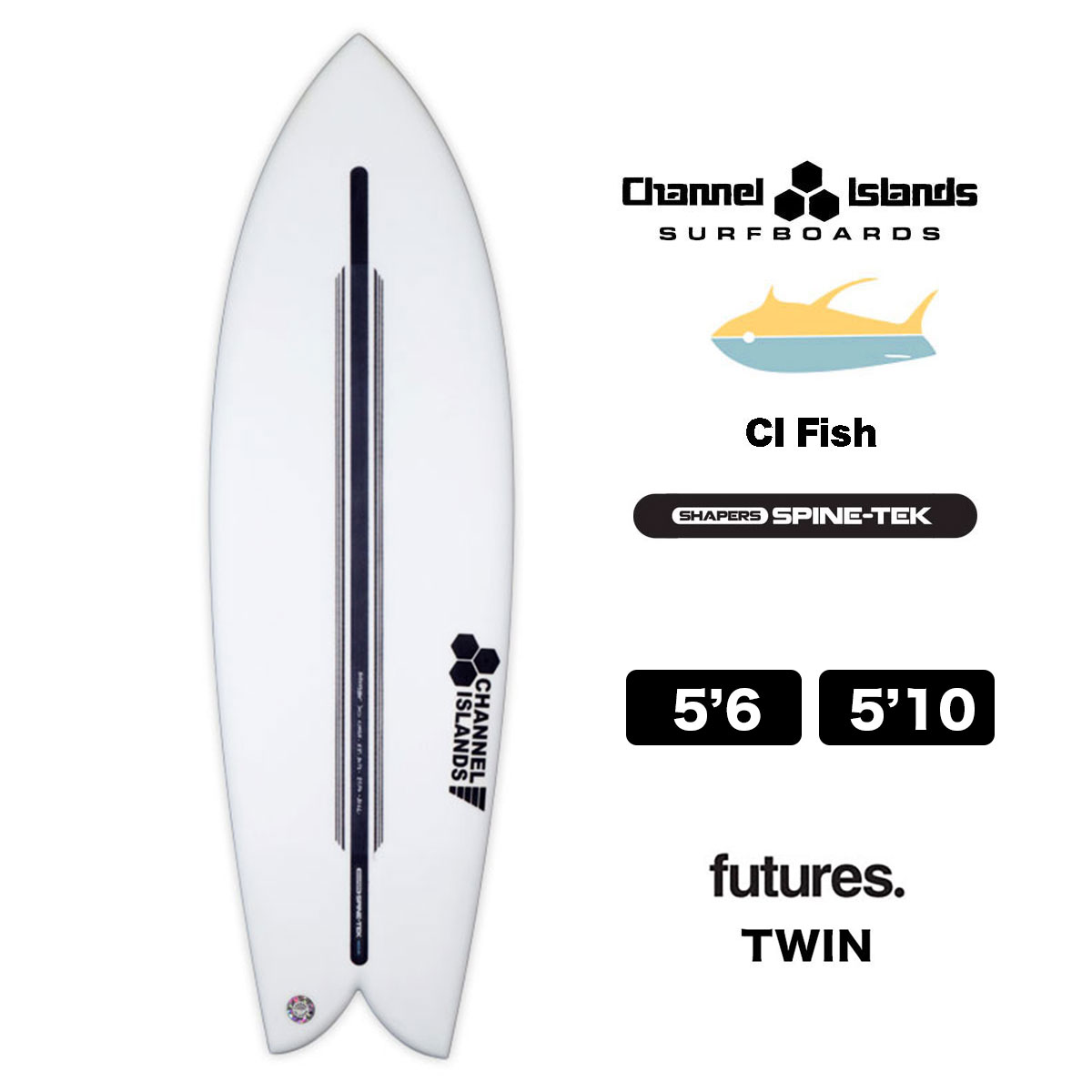 【20%OFF スプリングフェア】チャンネルアイランド シーアイフィッシュ Channel Islands CI FISH SPINE-TEK 5.6  / 5.10 スパインテック 5'6 / 5'10 サーフボード サーフィン futures ツインTWIN セール-ジャックオーシャンスポーツ