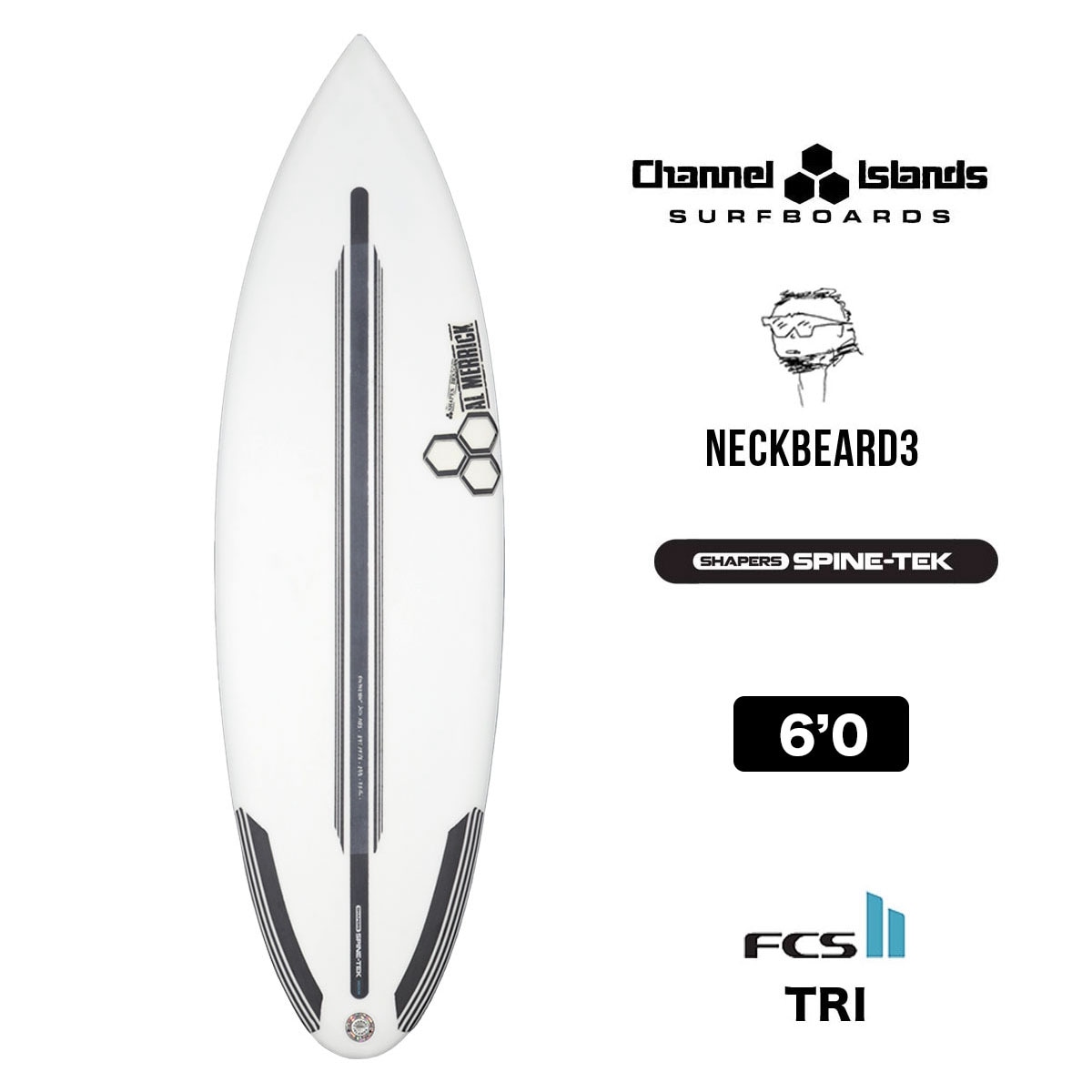 【10%OFF】 チャンネルアイランド 6.0 ネックベアード3 fcs2 TRI アルメリック スパインテック ラウンドテール ショートボード  サーフボード Channel Islands NeckBeard3 6'0-ジャックオーシャンスポーツ