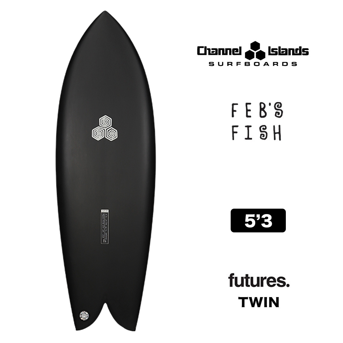 (湘南手渡し)FEBE FISH ショートボード 5'3\