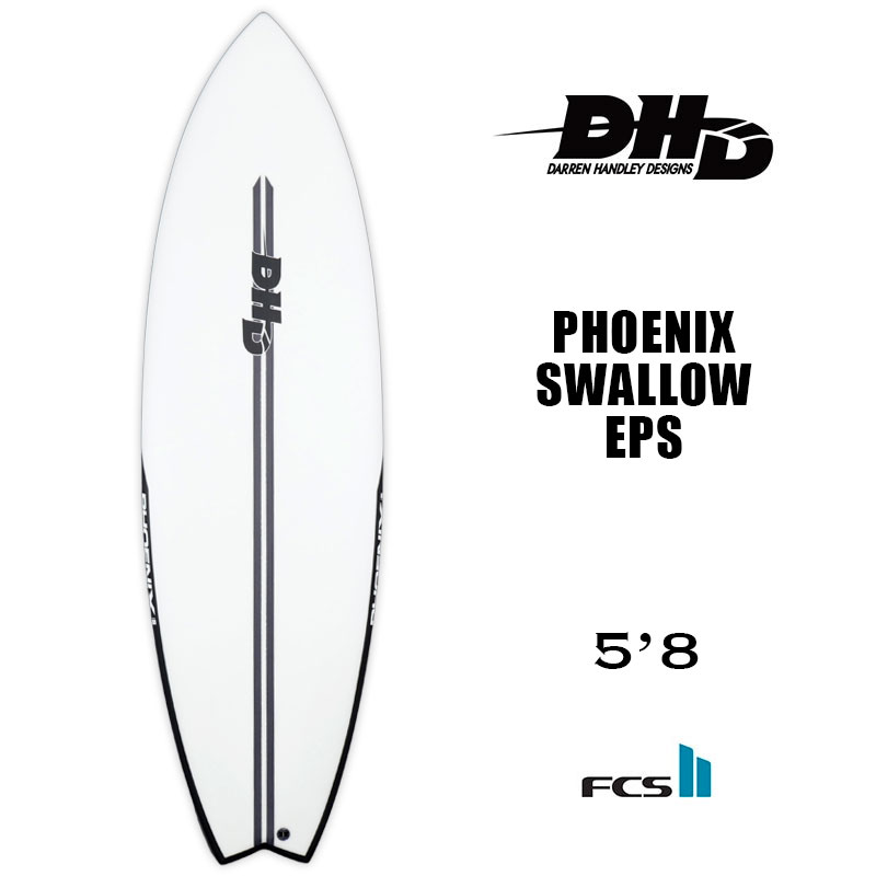 サーフボード DHD SURFBOARDS フェニックス スワロウ イーピーエス ダレン ハンドレー デザイン PHOENIX SWALLOW EPS  5.8 フィッシュ ショートボード FCS2 クリア サーフィン クアッド トライ 【87604-22】-ジャックオーシャンスポーツ