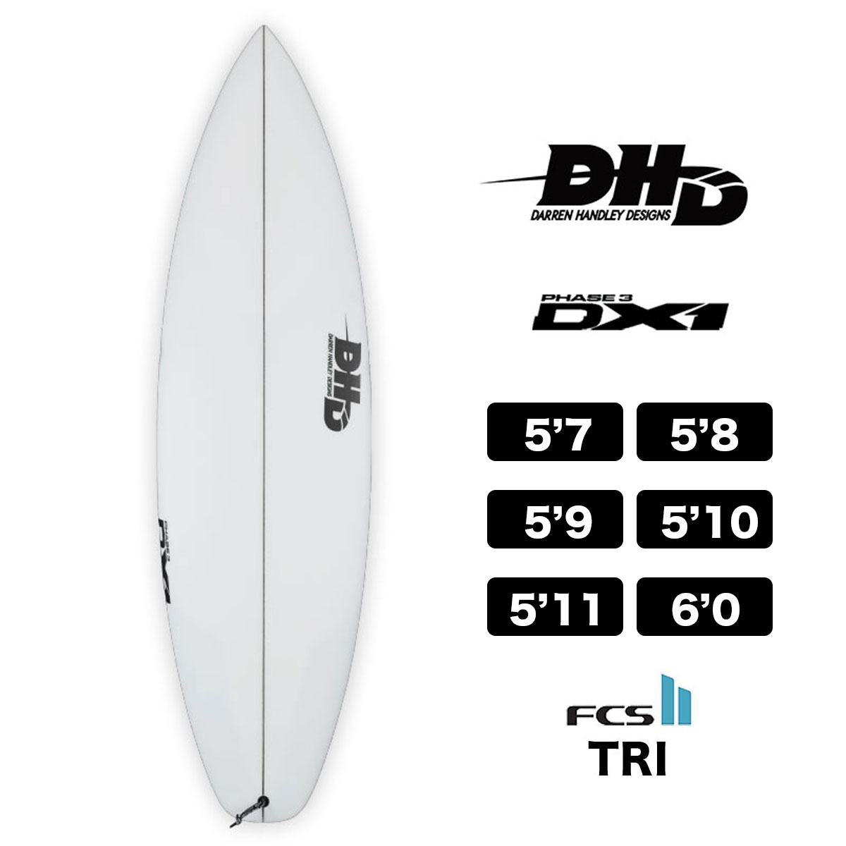 【10%OFF】DHD SURFBOARDS DX1 PHASE3 ダレンハンドレーデザイン ディーエックス1 フェーズ3 ショートボード  パフォーマンスショート FCS2 サーフボード トライフィン クリア-ジャックオーシャンスポーツ