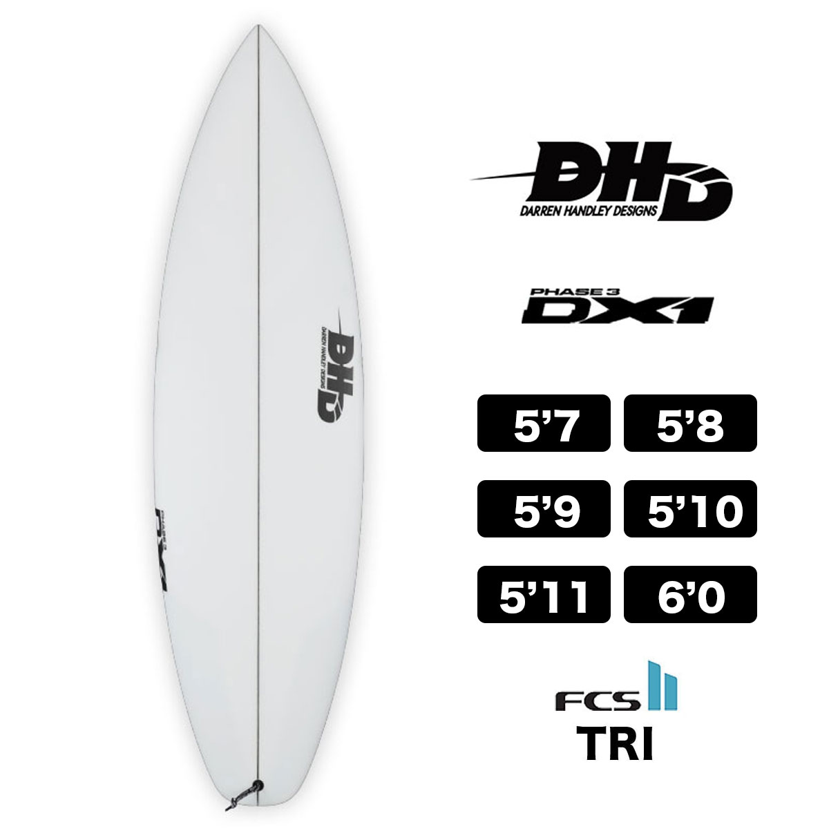 【20%OFF スプリングフェア】DHD SURFBOARDS DX1 PHASE3 ダレンハンドレーデザイン ディーエックス1 フェーズ3  ショートボード パフォーマンスショート FCS2 サーフボード トライフィン クリア セール-ジャックオーシャンスポーツ