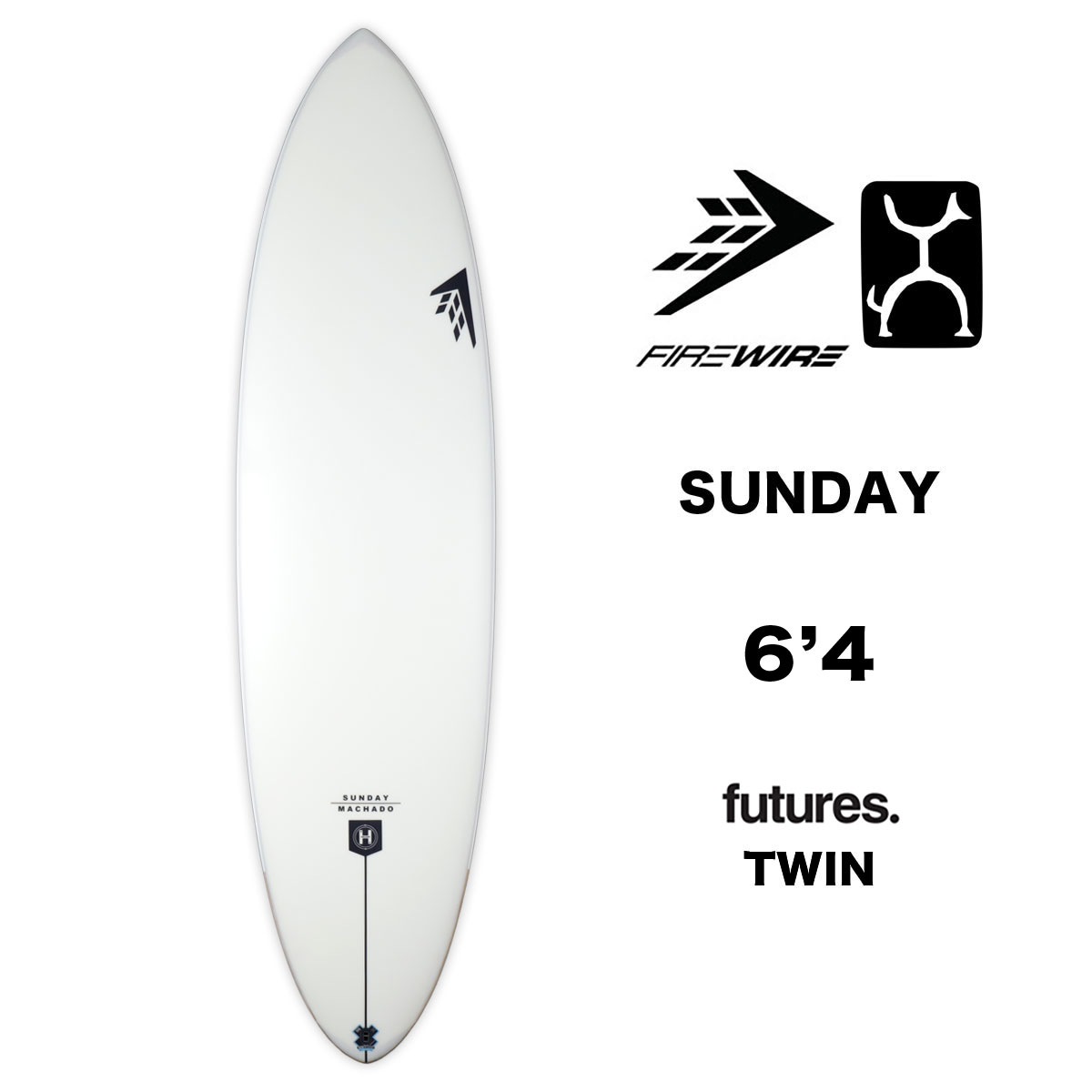 ファイヤーワイヤー サーフボード サンデー FIREWIRE SUNDAY 6.4 ロブマチャド ツインフィン futures サーフィン 正規取扱店  クリア 6'4 ミッドレングス 2022モデル 即納 【5610065】-ジャックオーシャンスポーツ