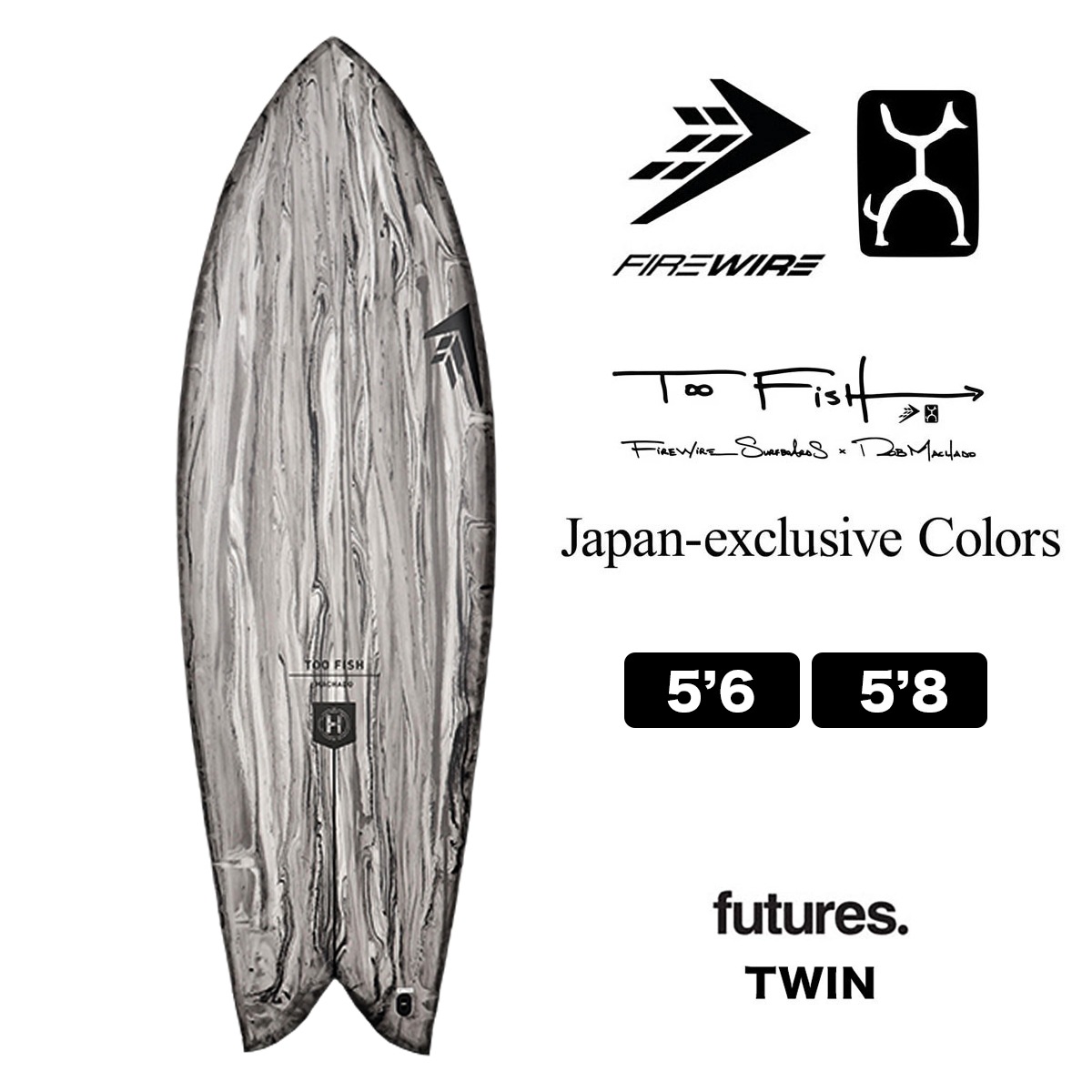 FIREWIRE TOO FISH トゥーフィッシュ Rob Machado Black Swirl Japan