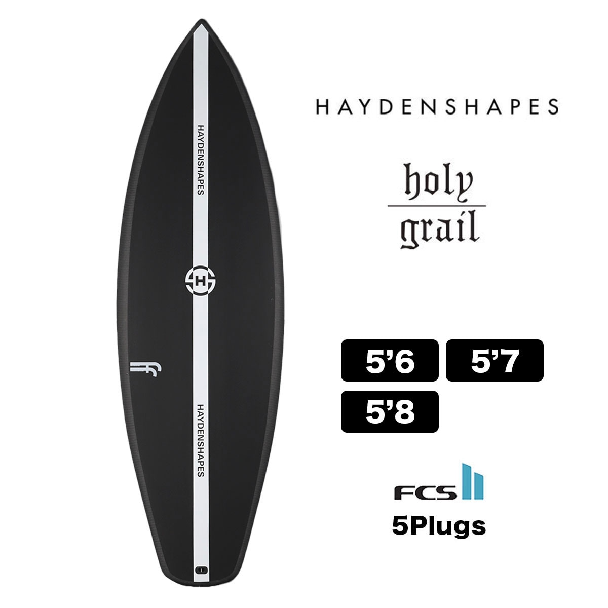 【10%OFF】Hayden Shapes SurfBoard｜HOLY GRAIL FCS2 BLACK 5.6 / 5.7 ヘイデンシェイプス  ホーリーグレイル サーフィン サーフボード ショートボード ブラック 5'6 / 5'7-ジャックオーシャンスポーツ