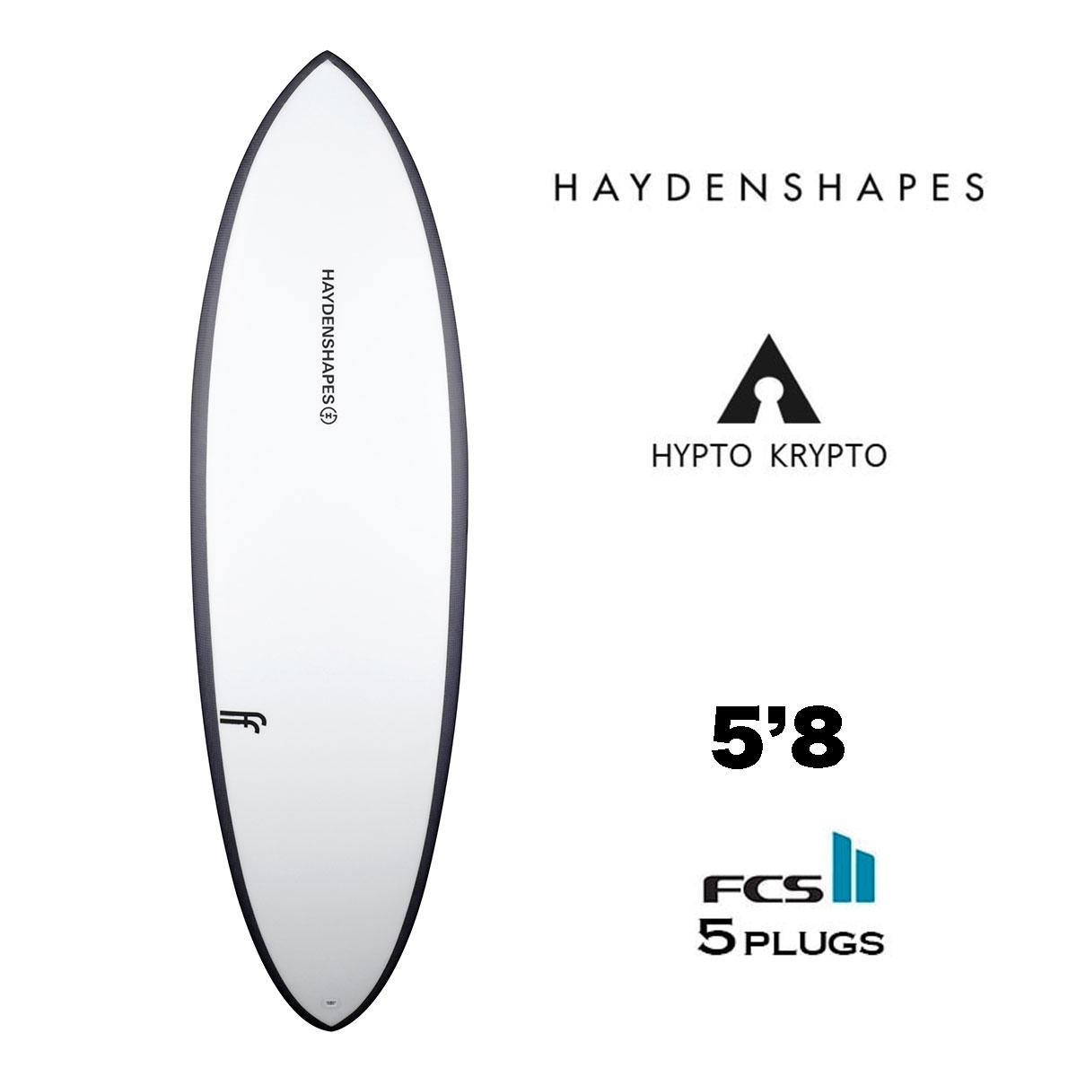 HAYDENSHAPES HYPTO KRYPTO 5.8 ヘイデン シェイプス ヒプトクリプト 5'8 FCS2 5plugs ショートボード  サーフボード サーフィン クリア【HS0009】-ジャックオーシャンスポーツ