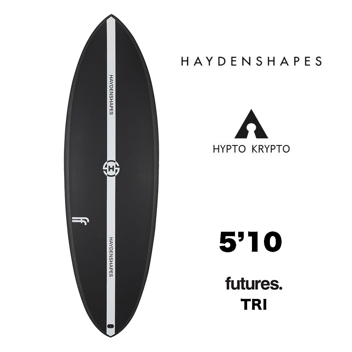 【10%OFF クリアランスセール】HAYDENSHAPES HYPTO KRYPTO 5.10 ヘイデン シェイプス ヒプトクリプト 5'10  futures TRI ショートボード サーフボード サーフィン ブラック【HS0010】-ジャックオーシャンスポーツ