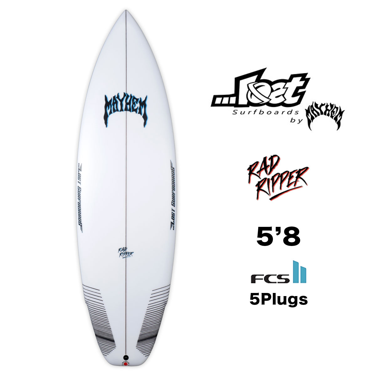 ロストサーフボード メイヘム ロスト ラッドリッパー 5.8 サーフィン サーフボード FCS2 LOSTSURFBOARDS by Mayhem  RAD RIPPER おすすめ 5'8 5plugs ショートボード【rad02010】-ジャックオーシャンスポーツ