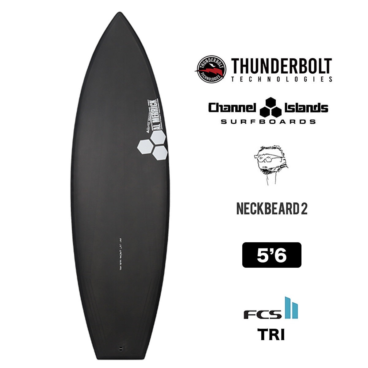 【10%OFF サマーセール】チャネルアイランズ サンダーボルト ネックベアード2 5'6 サーフボード THUNDERBOLT Channel  Islands NeckBeard2 5.6 アルメリック ショートボード fcs2 サーフィン 即納-ジャックオーシャンスポーツ