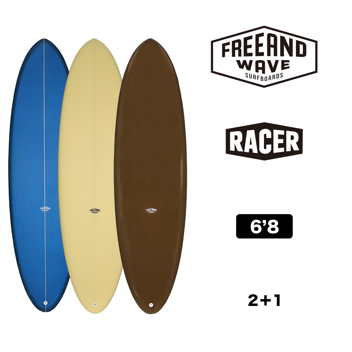 兵庫県発　小波用 激速テイクオフサーフボード FREE AND WAVE RACER 6'8 ミッドレングスサーフボード｜初心者も楽々