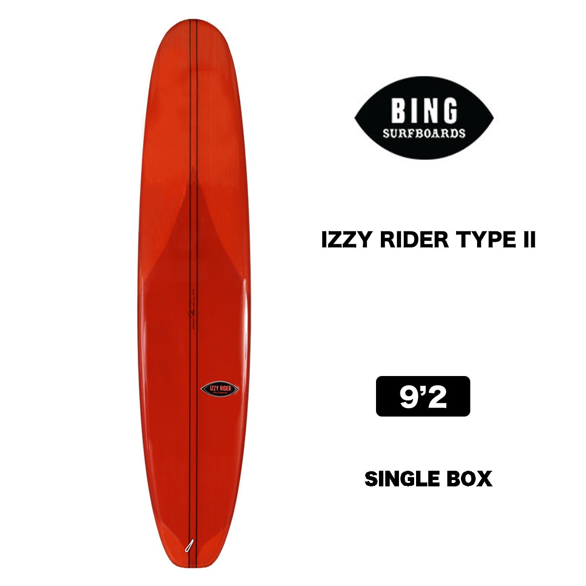 サーフボード ビングサーフボード BINGSURFBOARDS IZZY RIDER TYPE II RED 9'2 イージーライダー タイプ2  レッド 9.2 ロングボード シングル【22202】-ジャックオーシャンスポーツ