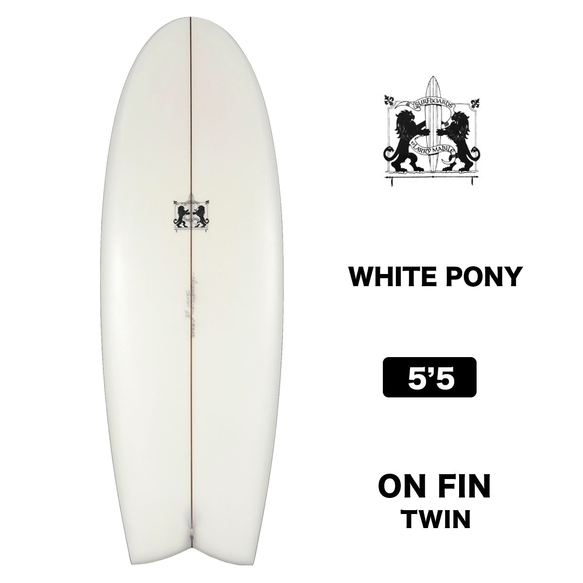 ラリーメイビル サーフボード ホワイト ポニー クラッシック フィッシュ 5'5 サーフィン オンフィン ツインフィン surfboards  LARRY MABILE WHITE PONY FISH 5.5【jk2301】-ジャックオーシャンスポーツ
