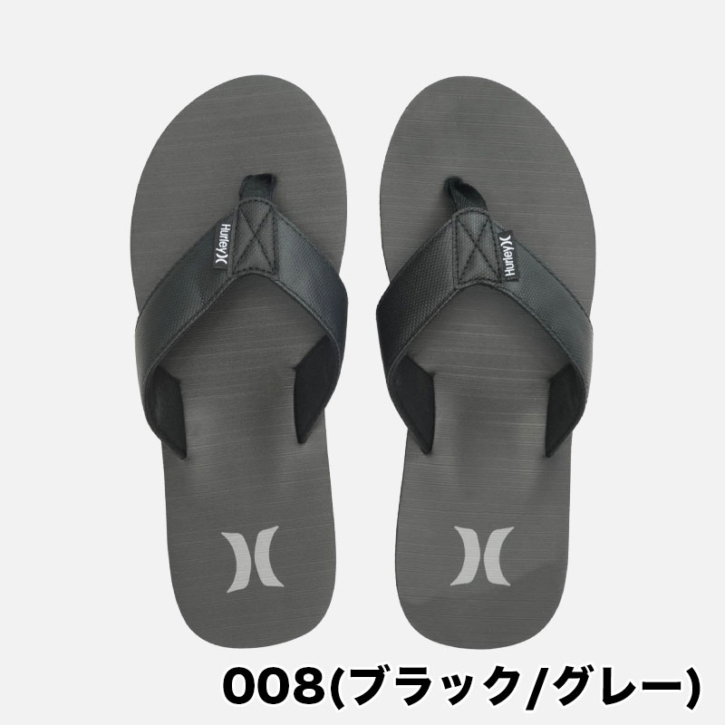 ハーレー メンズ サンダル ビーチサンダル プレゼント 人気 ブランド おしゃれ シンプル ロゴ 008 ブラック グレー Hurley Mens 1pk Layback Flipflop Hfs0100 22