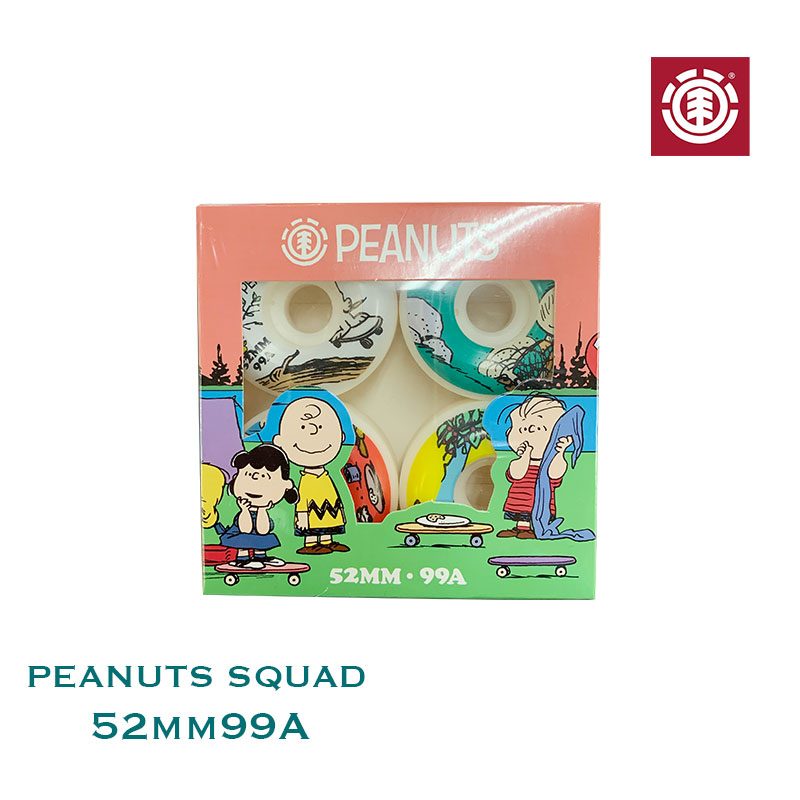 027 300 Elemnt Skateboard エレメント スケートボード Weel ウィール Peanuts Squad スヌーピー チャーリー ブラウン 21ss 52mm 99a スケートボード ウィール ジャックオーシャンスポーツ