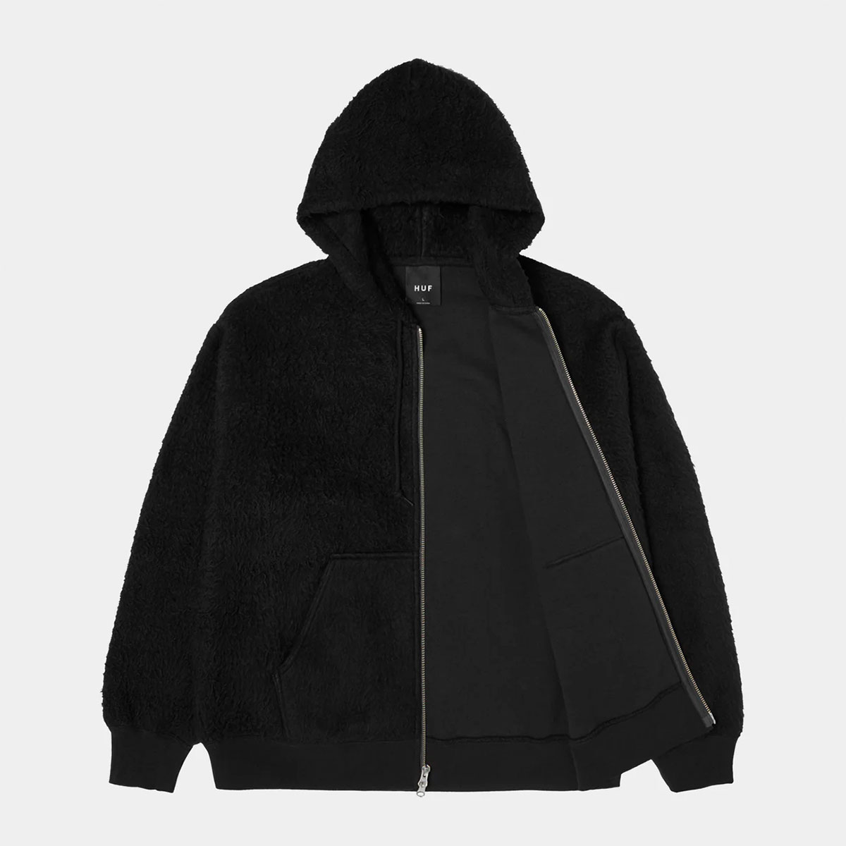 miss 新品未使用　HUF パーカー　黒　2XL ジップパーカー HUF ハフ 起毛フリース ジップパーカー メンズ レディース ロゴ