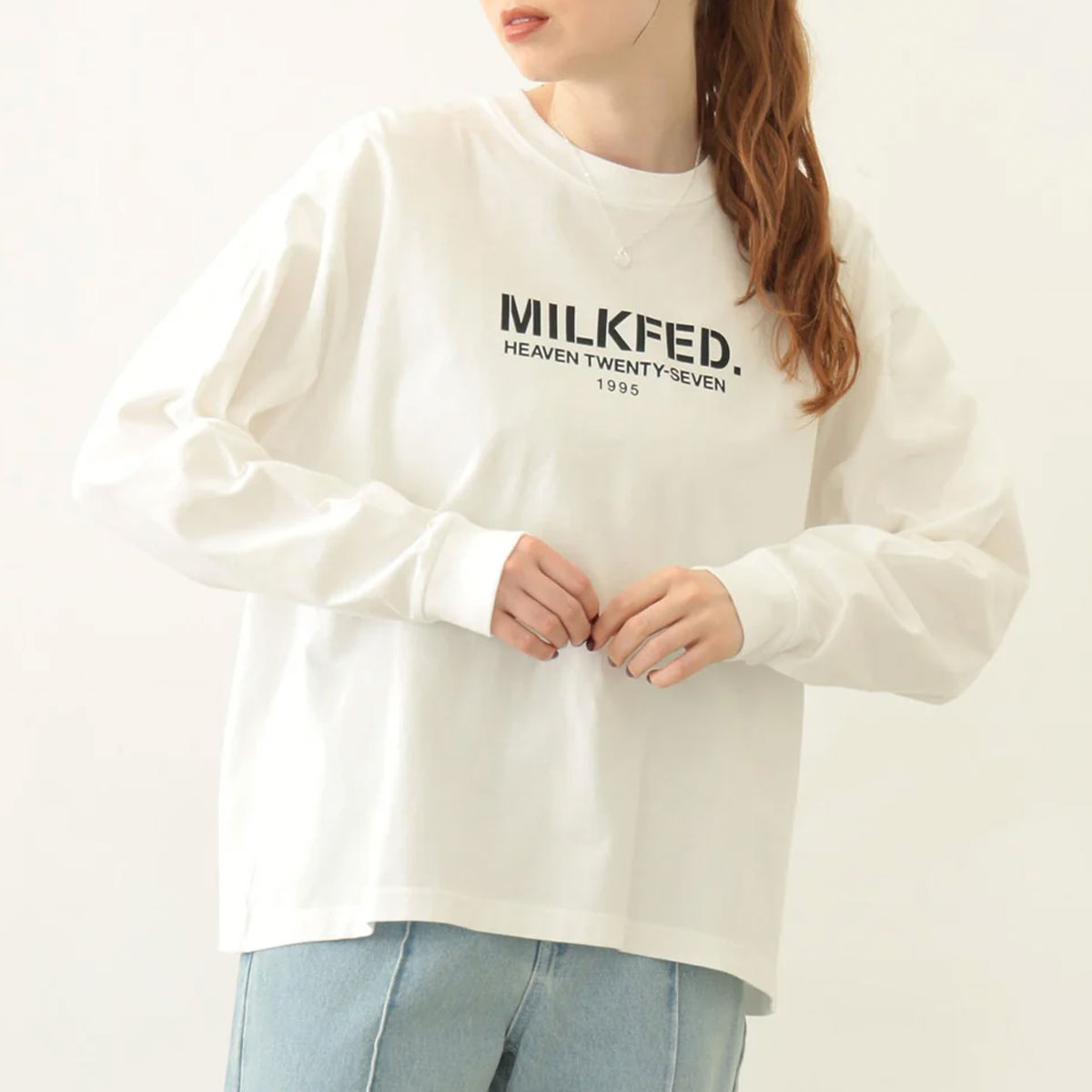 ミルクフェド レディース ロンT 長袖Tシャツ トップス ロゴ シンプル