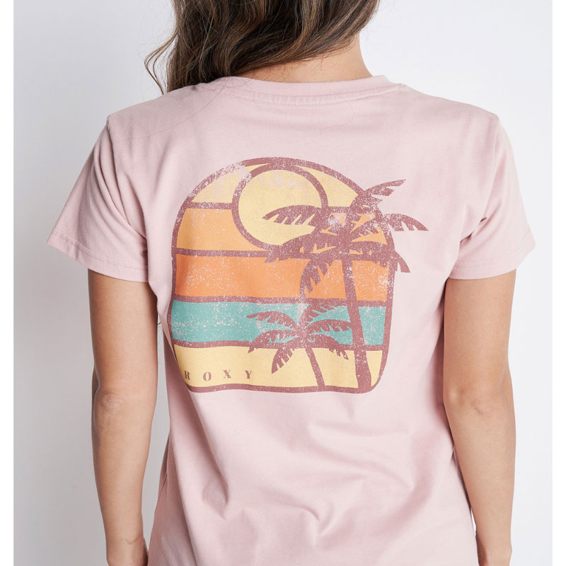 セール ロキシー レディース 半袖Tシャツ SUNSET PALM バックプリント 着回し ロゴ 全4色 S M L 夏 海 プール 旅行 リゾート  人気 ブランド ROXY SALE【RST221109】