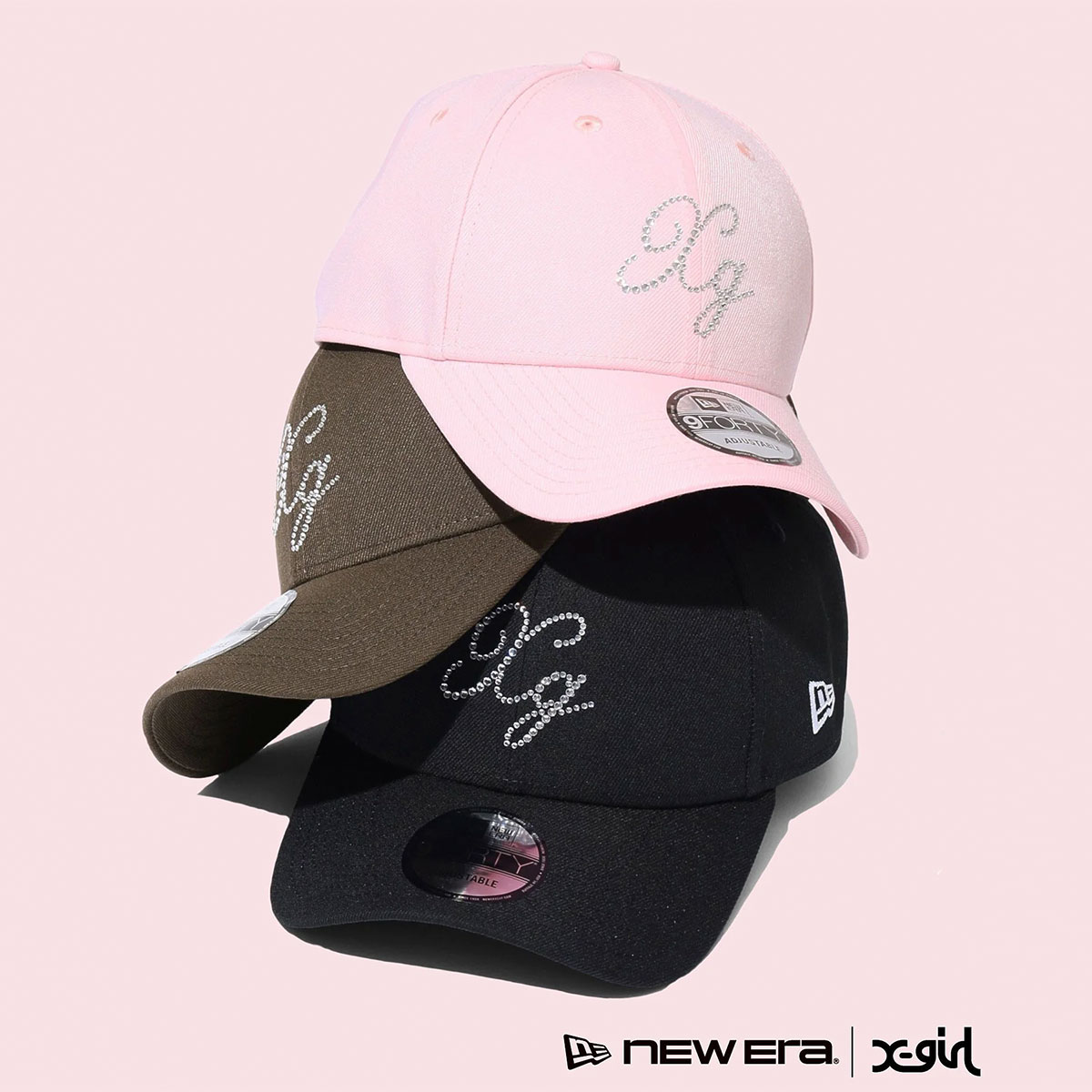X-girl × NEW ERA 9FORTY RHINESTONE LOGO CAP エックスガール