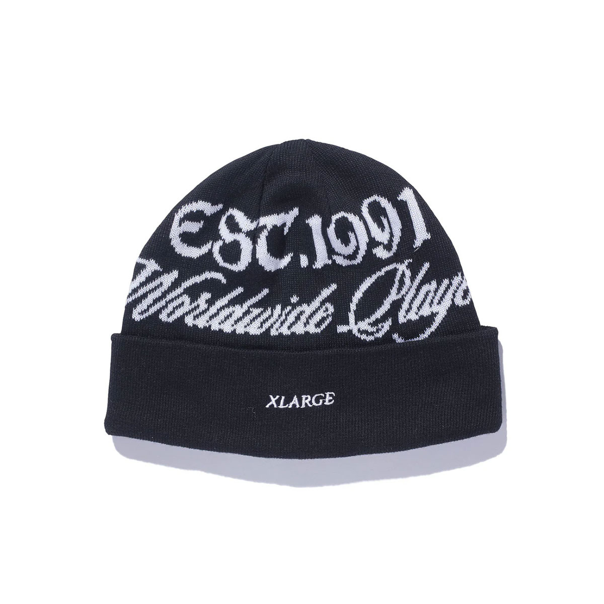 エクストララージ メンズ カフ ビーニー 帽子 ニット帽 ブラック