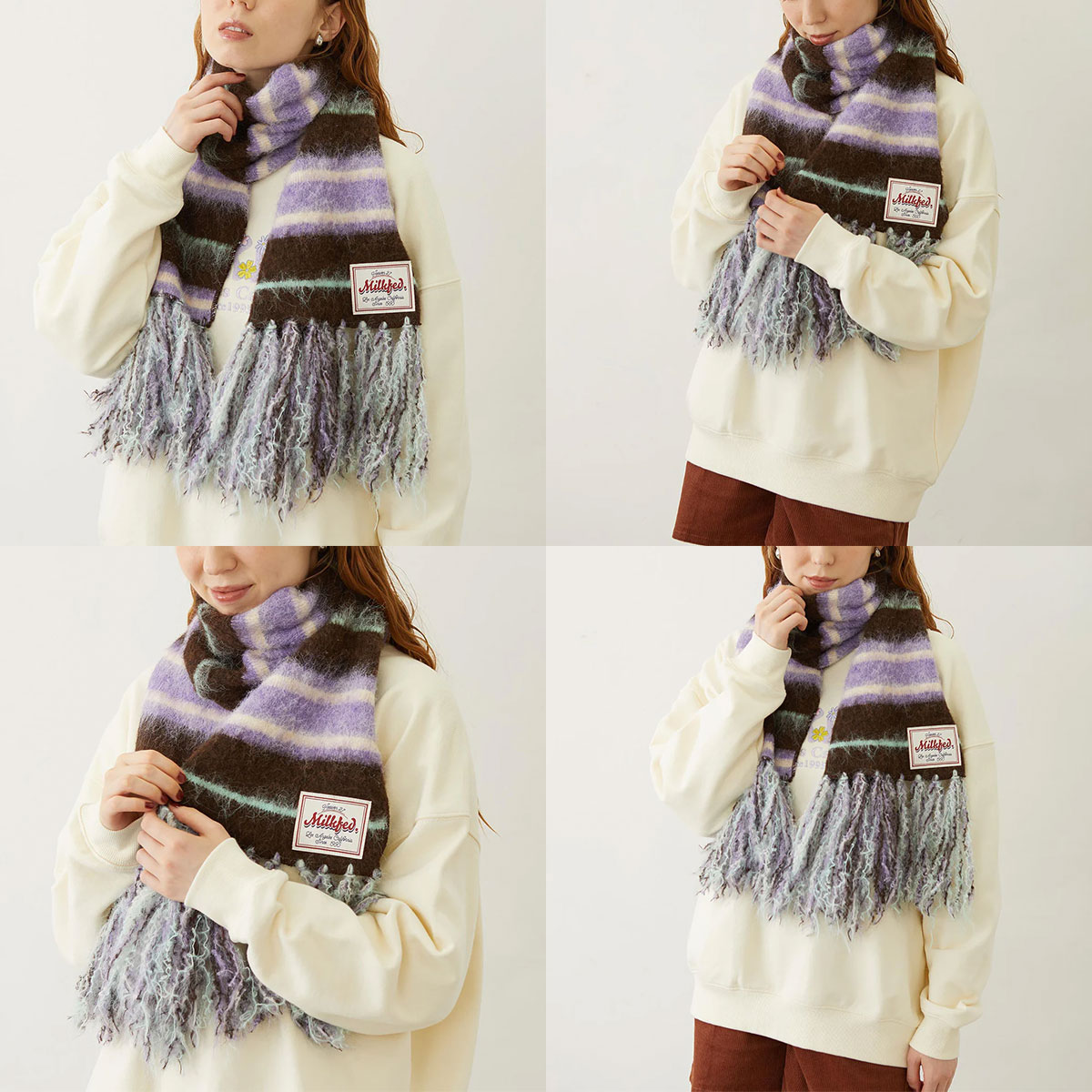 milkfed STRIPED FRINGE STOLE ミルクフェド レディース ボーダー