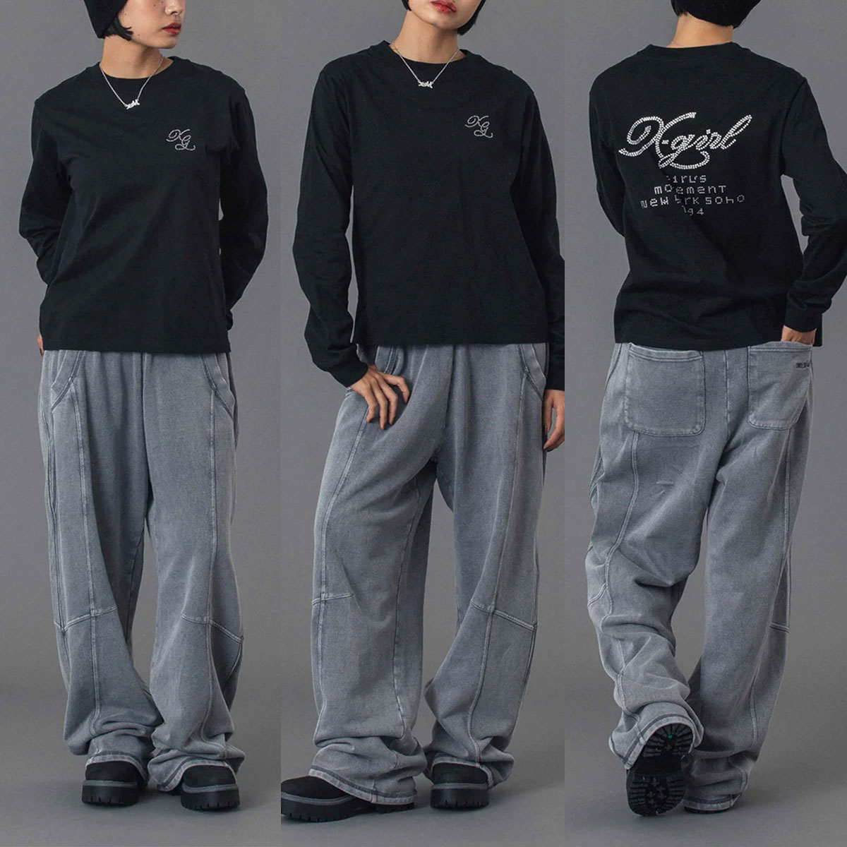 エックスガール スウェットパンツ ウエストゴム リラックス グレー M