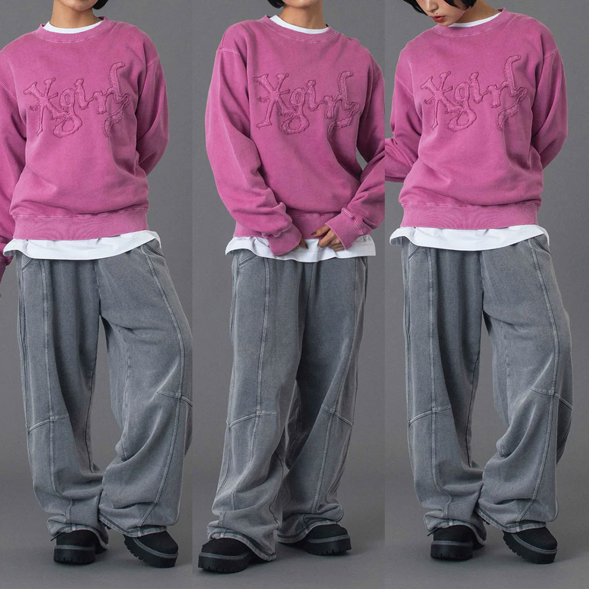 エックスガール スウェットパンツ ウエストゴム リラックス グレー M