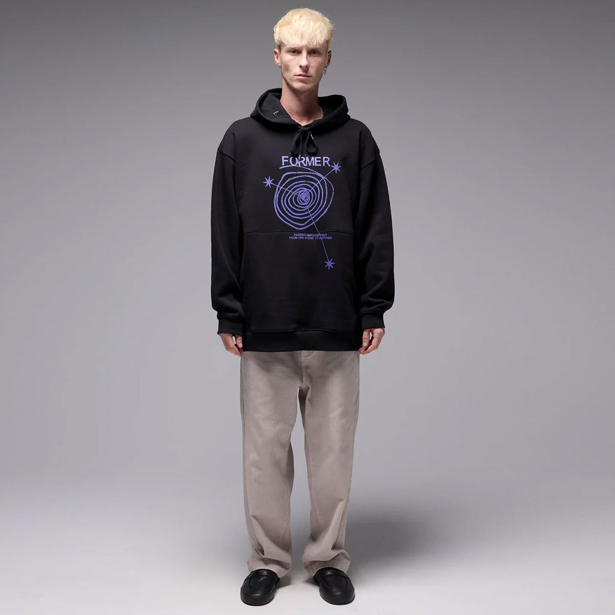 フォーマー メンズ スウェット パーカー フーディー ロゴ ブラック M