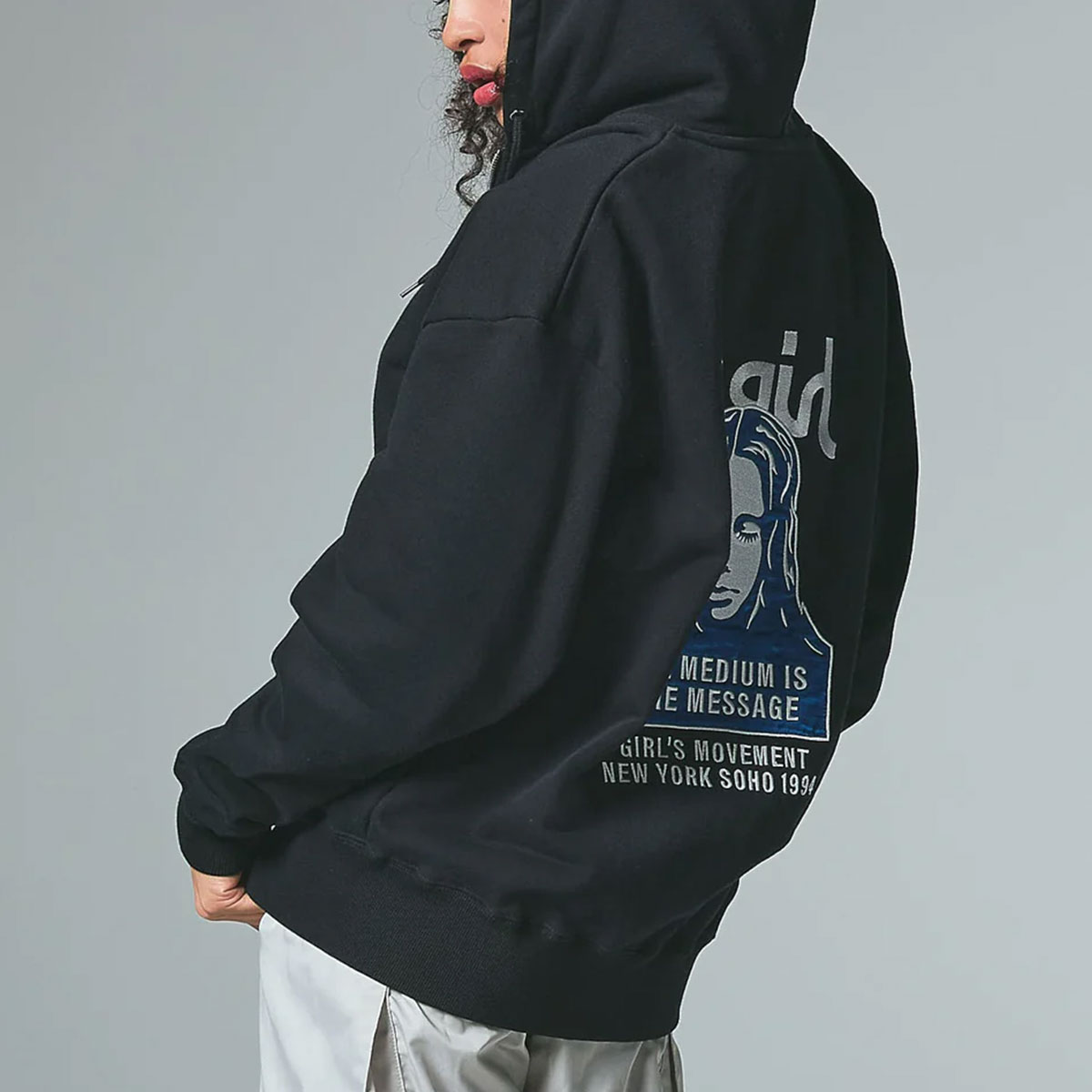 エックスガール レディース ジップパーカー スウェット フード 刺繍