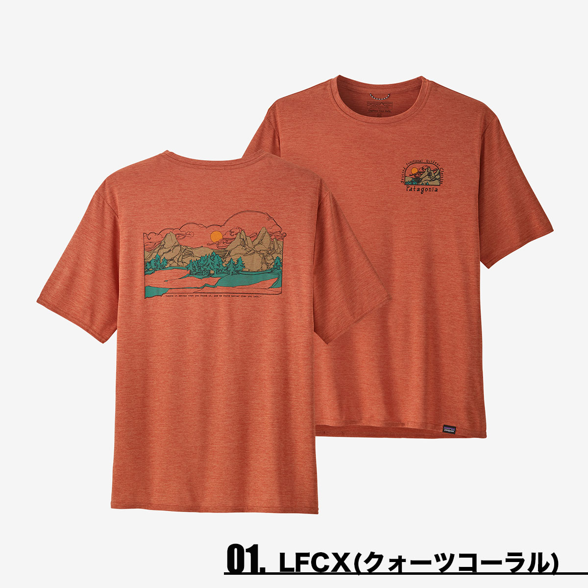 Patagonia パタゴニア Tシャツ 半袖 メンズ・キャプリーン・クール・デイリー・グラフィック・シャツ 速乾 吸湿発散 防臭 全2色 S M 海  山 ビーチ 街 アウトドア 旅行 人気ブランド 【45385】-ジャックオーシャンスポーツ