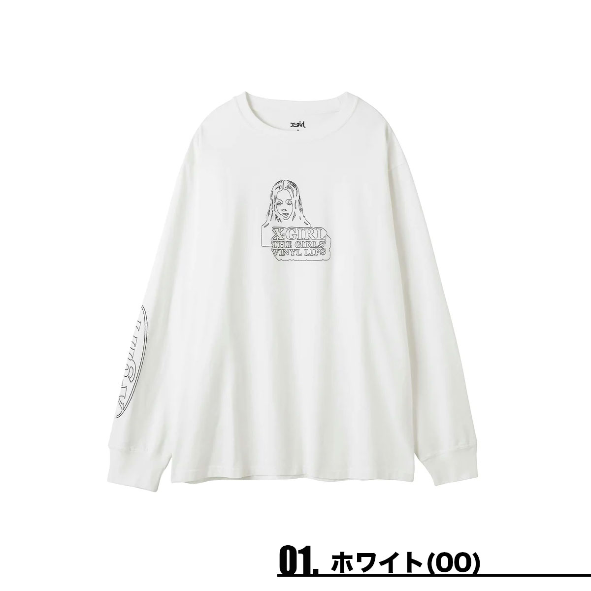 エックスガール Tシャツ ロンT レディース 刺繍 FACE & LOGO STITCH L