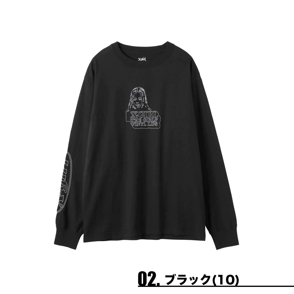 エックスガール Tシャツ ロンT レディース 刺繍 FACE & LOGO STITCH L