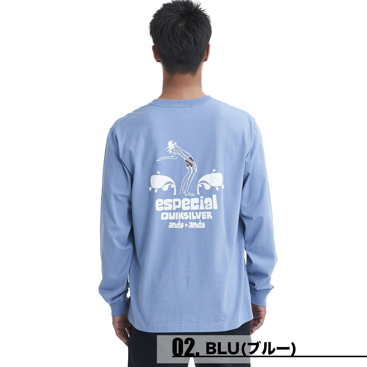 【30%OFF セール】QUIKSILVER クイックシルバー メンズ ロンT 長袖 Tシャツ ティーシャツ バックプリント ホワイト ブルー 青 白  M L XL サーフィン 人気ブランド | ANDY RIDE LT【QLT234043】-ジャックオーシャンスポーツ