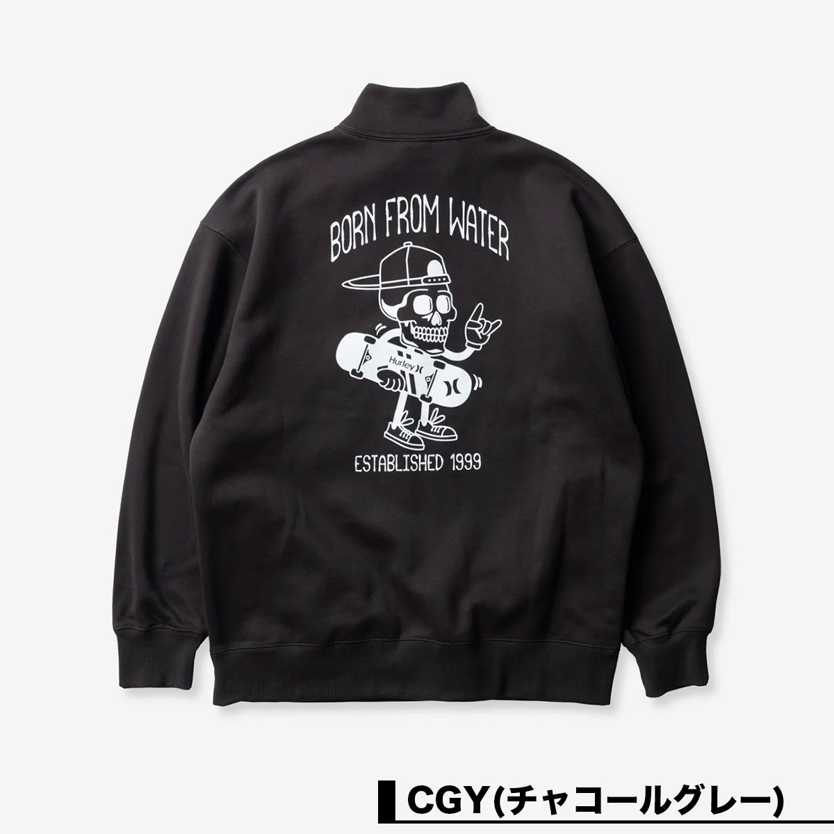 【20%OFF ウィンターセール】Hurley ハーレー プルオーバー ジップスウェット メンズ ブランド 裏起毛 MVS 吸汗速乾性  大きいサイズ｜OVERSIZE SKULL HEAD SWEAT PULLOVER 1/4