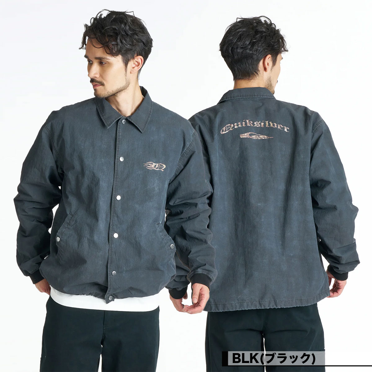 Quiksilver クイックシルバー 撥水コーチジャケット ネイビー クイックシルバー メンズ コーチジャケット アウター 古着風 ルーズ