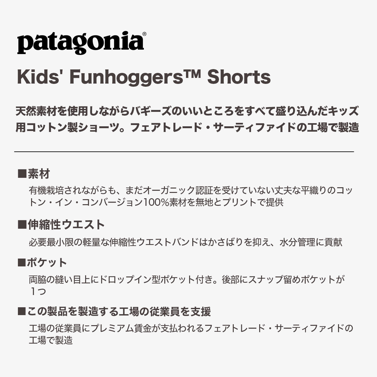 Patagonia パタゴニア ハーフパンツ キッズ 子供 ファンホッガーズ・ショーツ ポケット 総柄 XL XXL 海 サーフィン プール 山  アウトドア 人気 ブランド 通販 2024 新作 【67075】