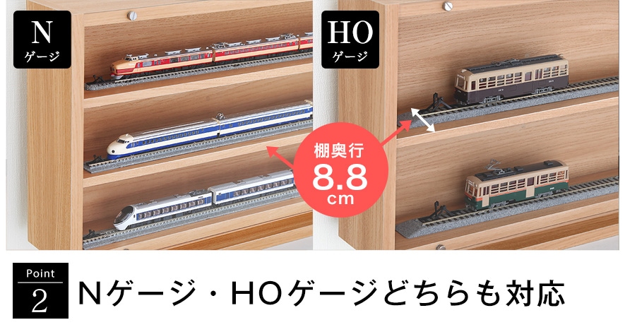 列車に合わせて本体同士を横連結 縦連結する事ができる 列車の編成に合わせる事ができるディスプレイケース Nゲージ Hoゲージ対応鉄道模型専用棚 コレクションケース