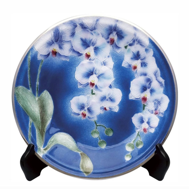 七宝焼 飾皿 胡蝶蘭 竣工記念品