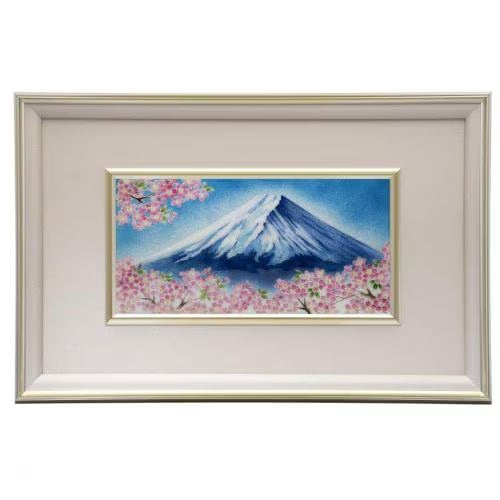 七宝焼き　額　612青富士桜