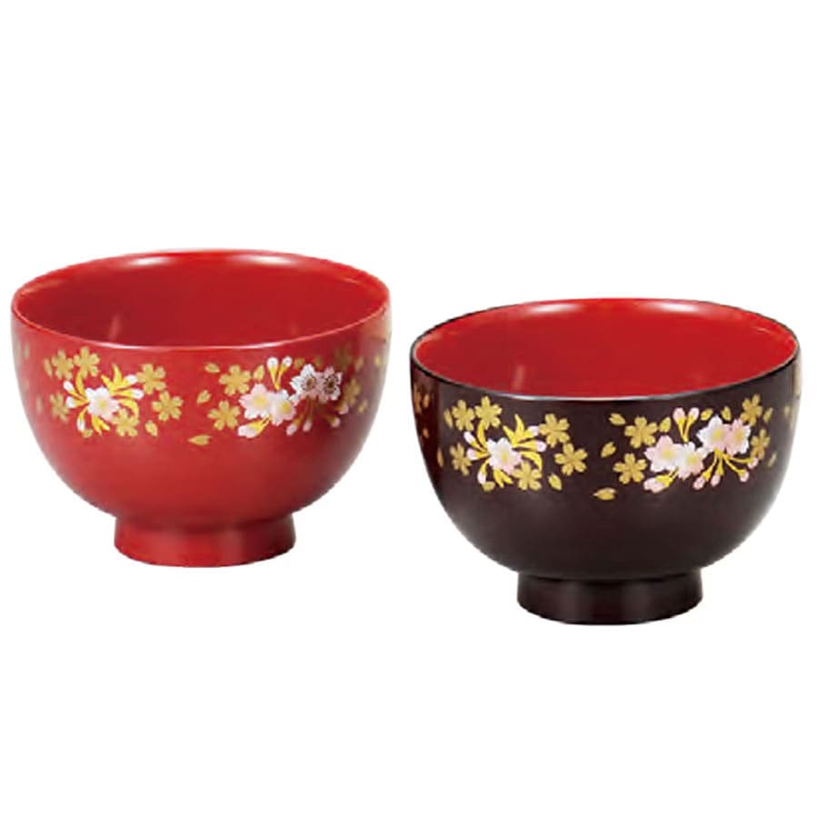 山中漆器　桜づくし 汁椀ペア　木箱入