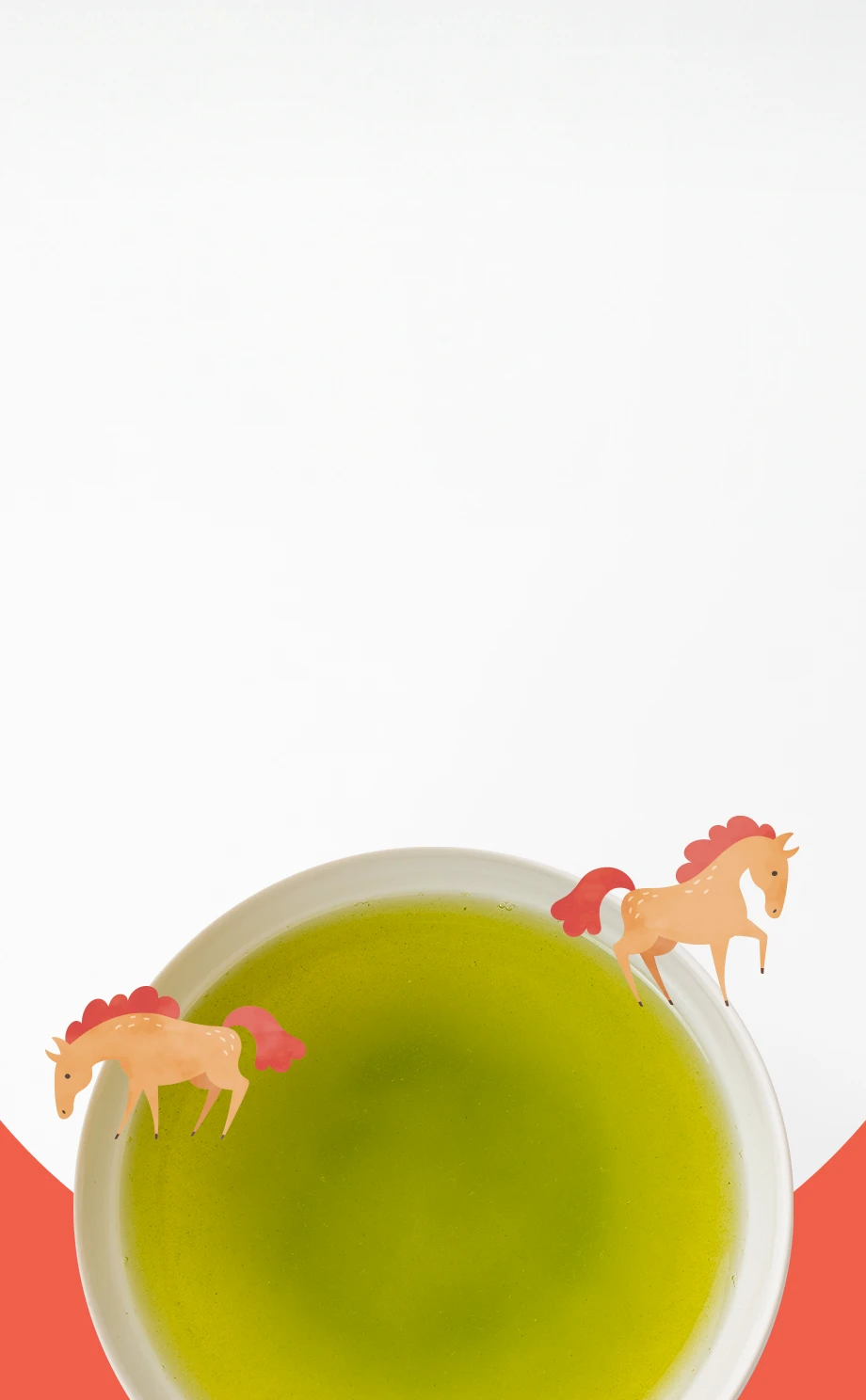 初の日昇る新緑の茶畑で　たてがみ揺らすは春の駒　しんわり満ちる幸せ胸に　一歩二歩と歩みをかさね　駆けめぐる姿丙午の如し　茶房さつま路