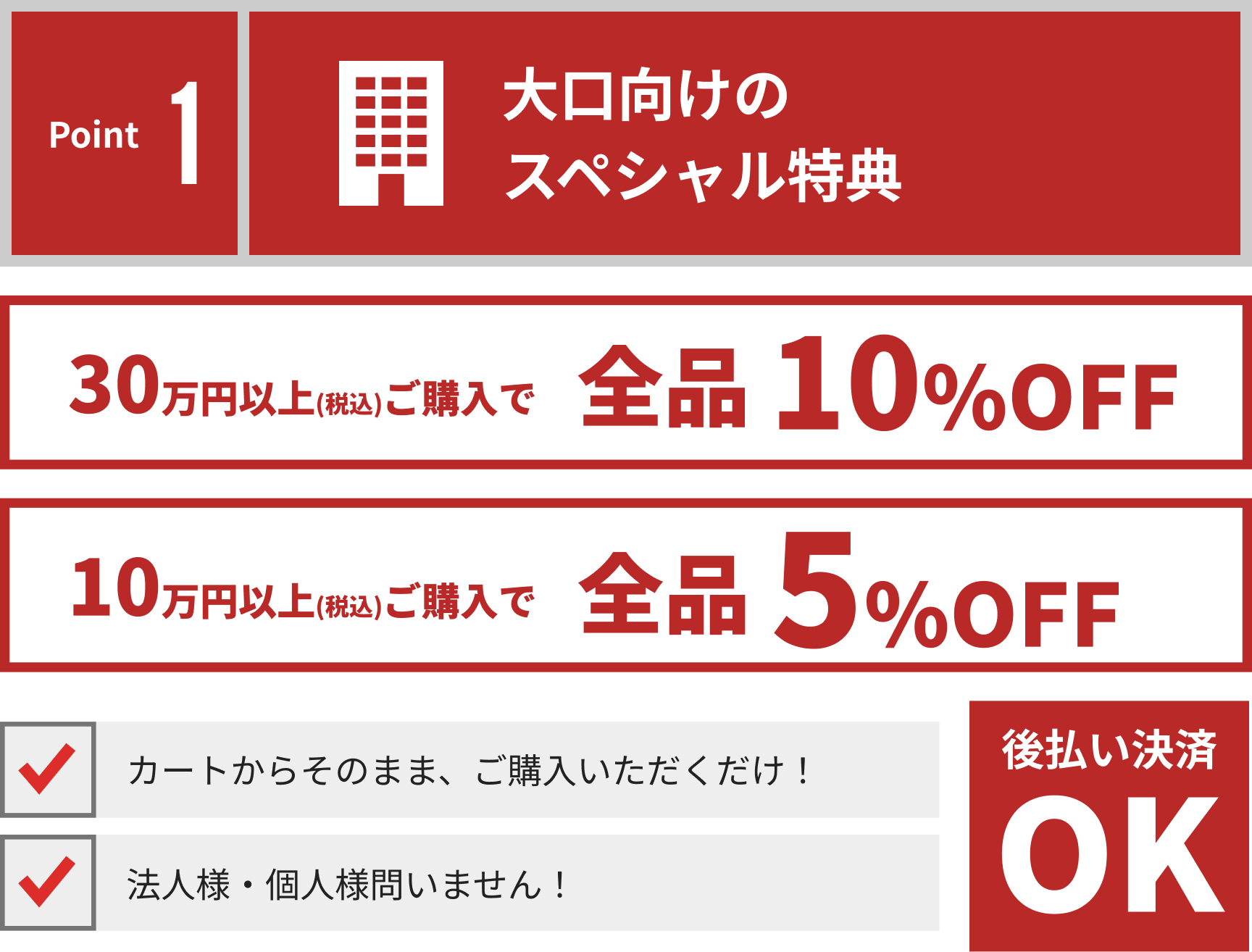 Point1 大口向けのスペシャル特典