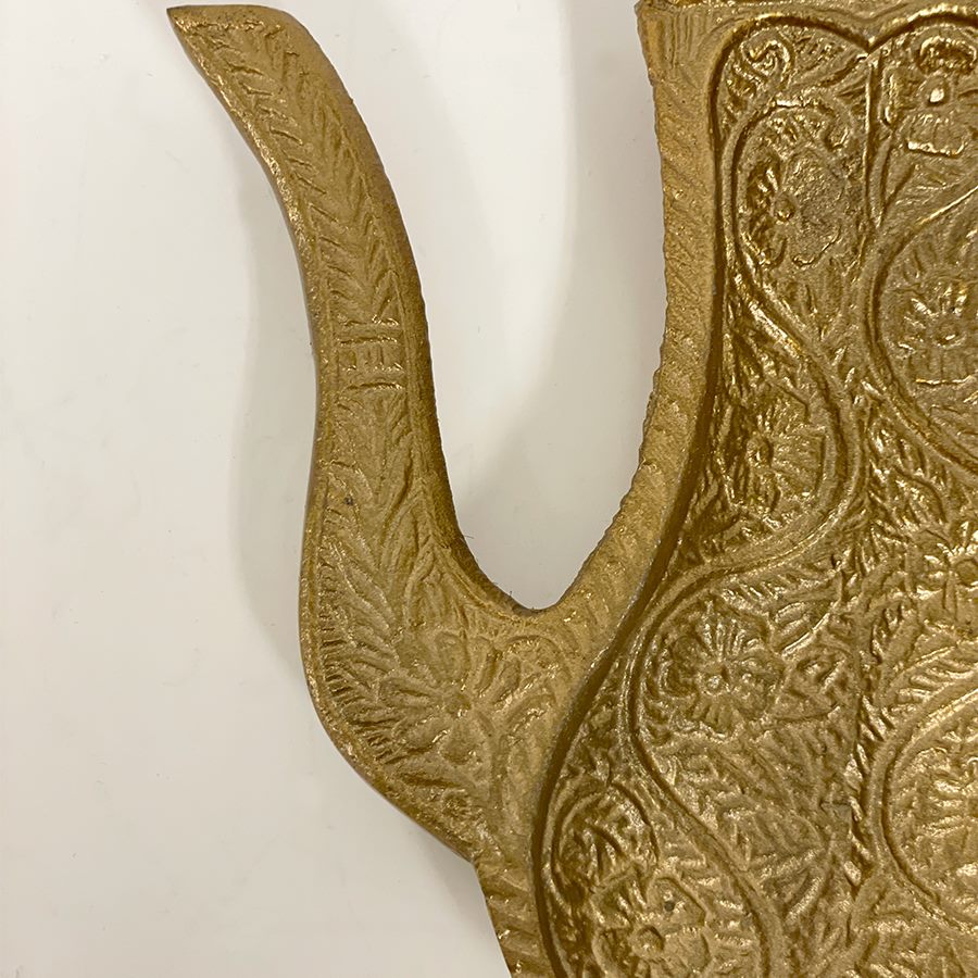 ベルギーアンティーク DINANT 真鍮トレイ 　 ネズミ トレイ（ティーポット型）ゴールド シルバー 真鍮