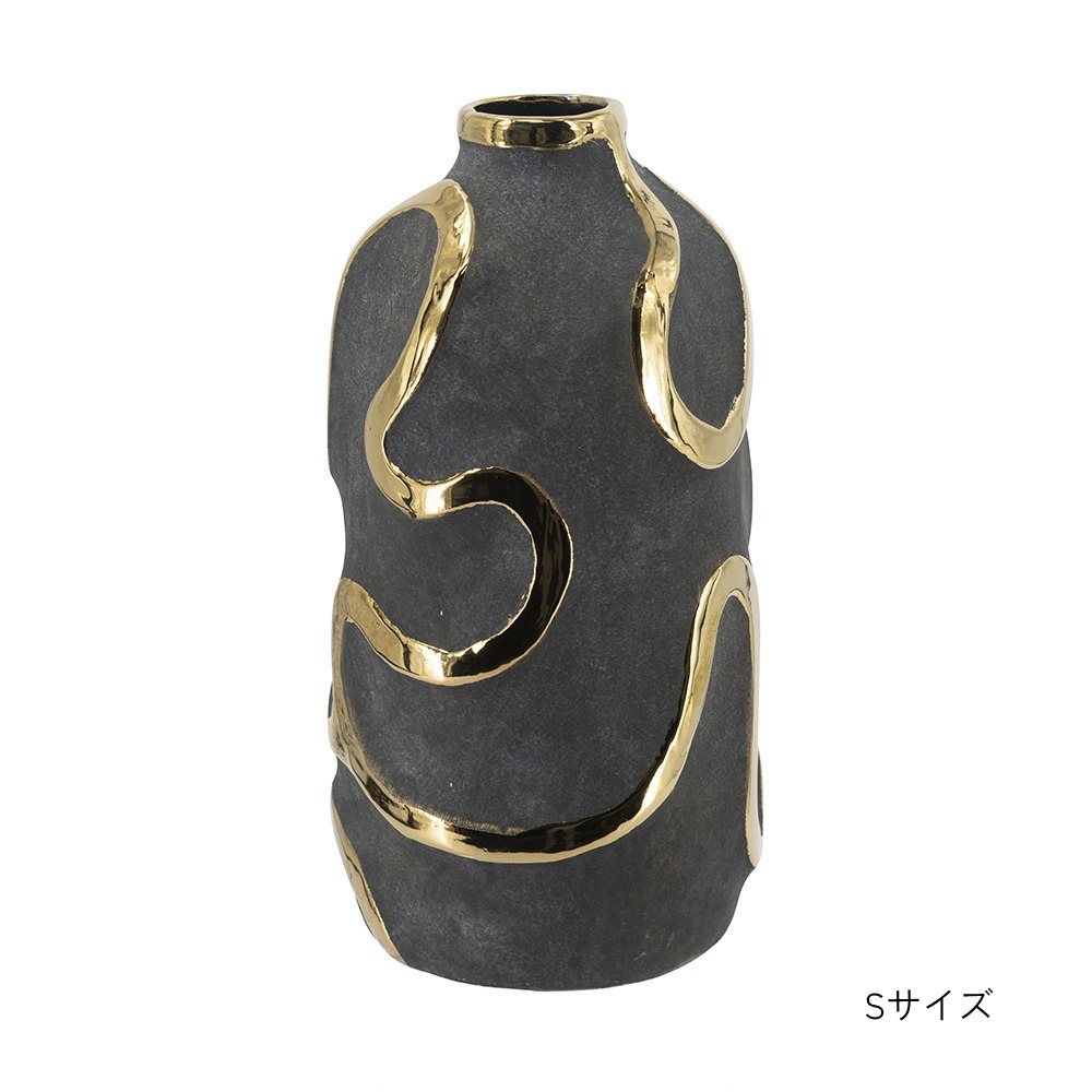 ヴィヴィアン｜インテリア雑貨と家具｜ モダン 花瓶 ブラック ゴールド