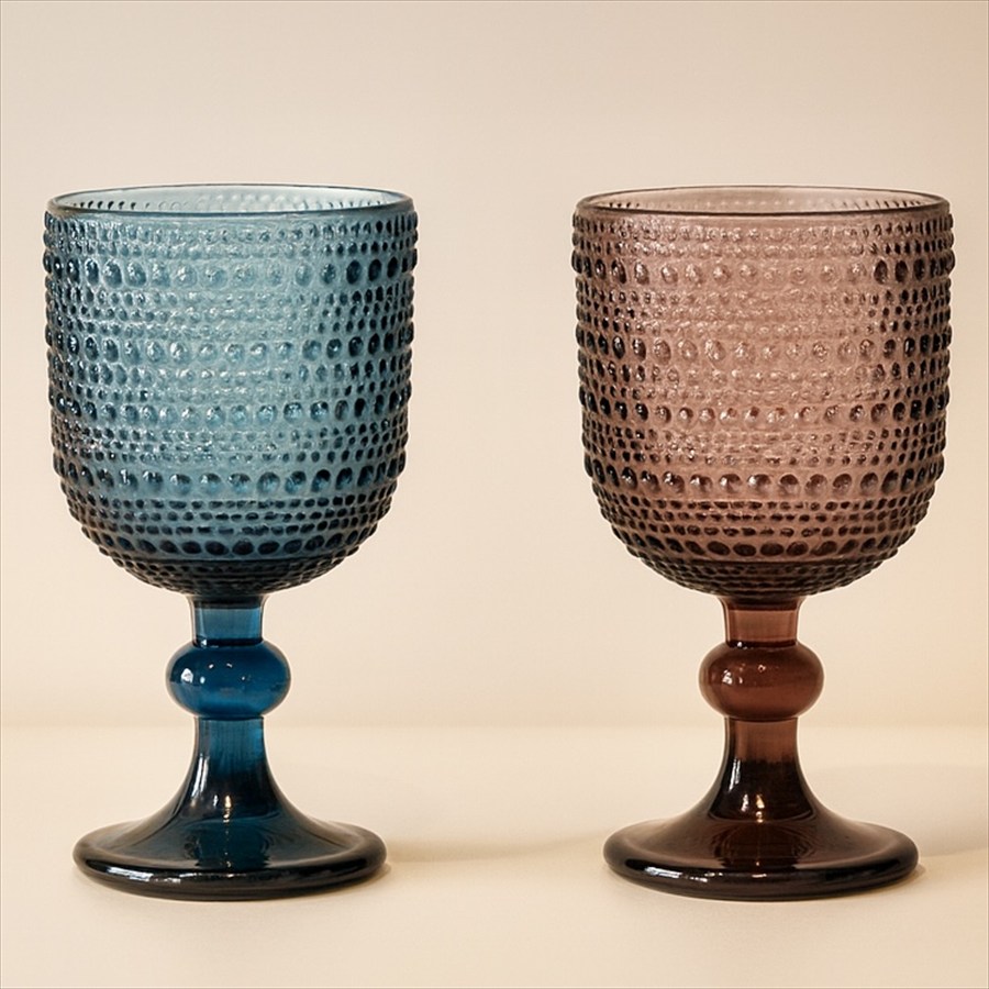 エンボスガラス ゴブレット 高さ14.5cm