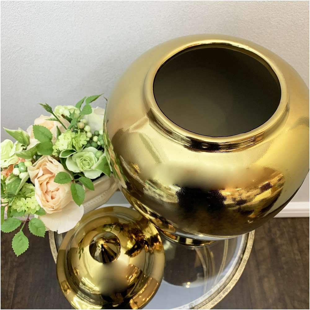 SALE50％OFF】クラシックモダン 壺 陶器 ゴールド Lサイズ