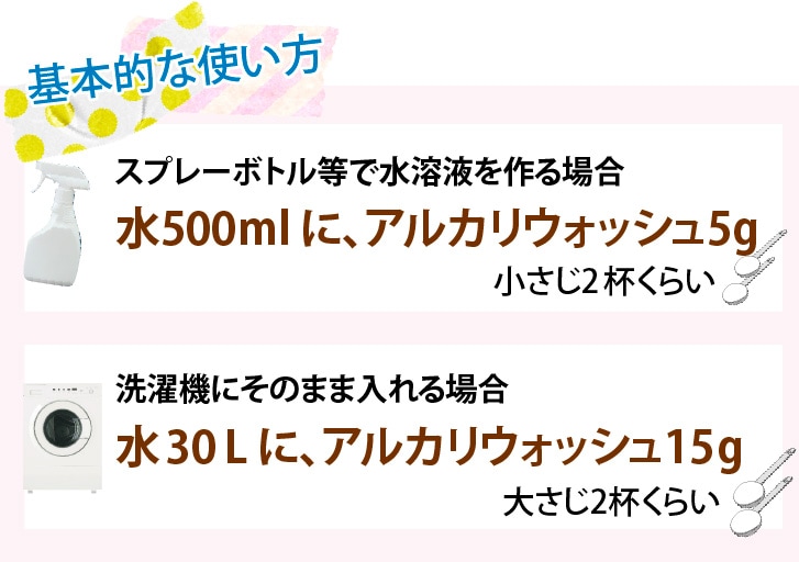 セスキ炭酸ソーダ（アルカリウォッシュ）の洗濯・掃除レシピ