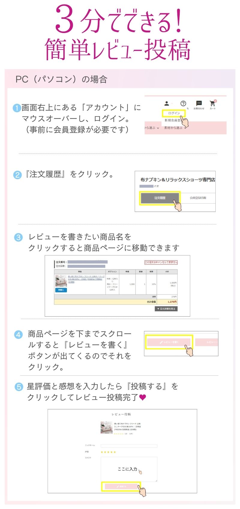 簡単レビュー投稿