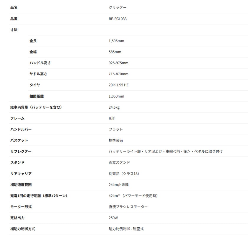 Panasonic パナソニック 電動自転車 グリッター 20インチ 2026年モデル