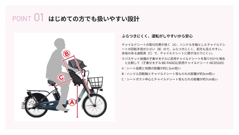 ギュットは子ども乗せ電動自転車が初めての方でも扱いやすい設計